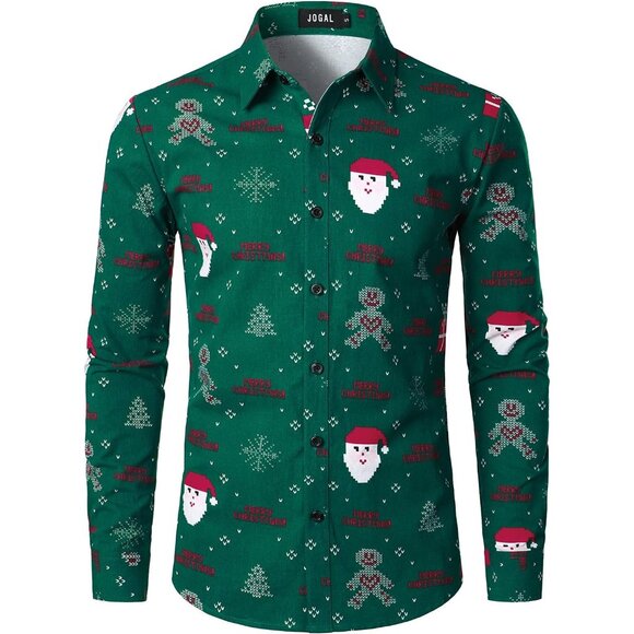 Shirts | Mens Greensanta Christmas Sirts Claus Party Long Sleeve Button  Down Shirts | Poshmark